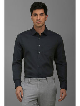 Louis Philippe - Men Grey Slim Fit Textured Full Sleeves Formal Shirt