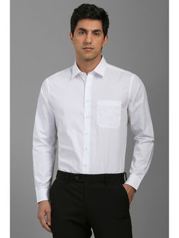 Louis Philippe - Men White Slim Fit Textured Full Sleeves Formal Shirt