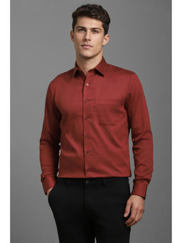 Louis Philippe - Men Maroon Slim Fit Dots Full Sleeves Formal Shirt