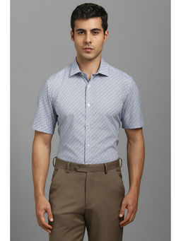 Louis Philippe - Men White Regular Fit Print Half Sleeves Formal Shirt