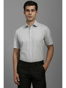 Louis Philippe - Men Grey Regular Fit Print Half Sleeves Formal Shirt