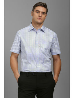 Louis Philippe - Men Blue Regular Fit Check Half Sleeves Formal Shirt