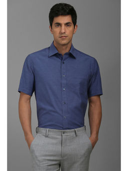 Louis Philippe - Men Blue Regular Fit Solid Half Sleeves Formal Shirt