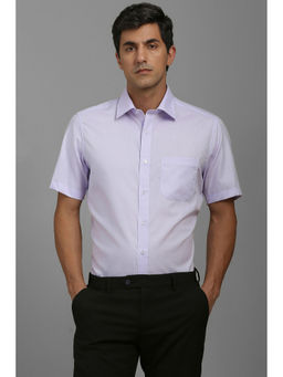 Louis Philippe - Men Lavender Regular Fit Textured Half Sleeves Formal Shirt