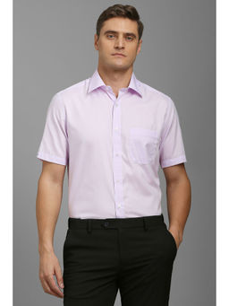 Louis Philippe - Men Lavender Regular Fit Textured Half Sleeves Formal Shirt