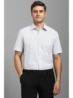 Louis Philippe - Men White Regular Fit Print Half Sleeves Formal Shirt