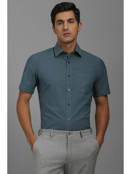 Louis Philippe - Men Blue Regular Fit Solid Half Sleeves Formal Shirt