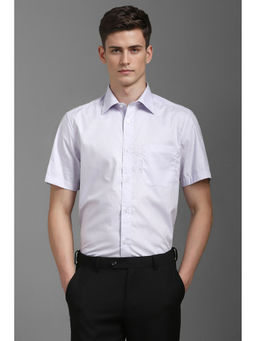 Louis Philippe - Men White Regular Fit Print Half Sleeves Formal Shirt