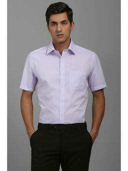 Louis Philippe - Men Lavender Regular Fit Textured Half Sleeves Formal Shirt