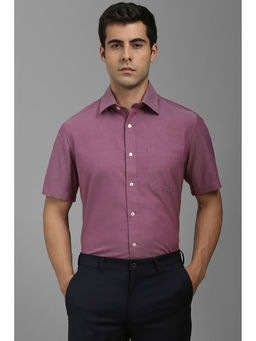 Louis Philippe - Men Pink Regular Fit Solid Half Sleeves Formal Shirt