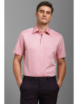 Louis Philippe - Men Pink Regular Fit Print Half Sleeves Formal Shirt