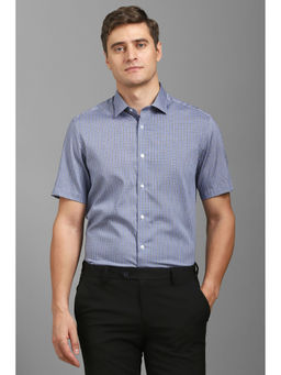 Louis Philippe - Men Blue Regular Fit Check Half Sleeves Formal Shirt