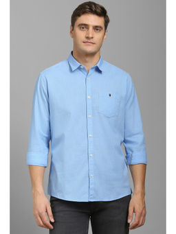 Louis Philippe - Men Blue Slim Fit Solid Full Sleeves Casual Shirt