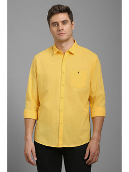 Louis Philippe - Men Yellow Slim Fit Solid Full Sleeves Casual Shirt