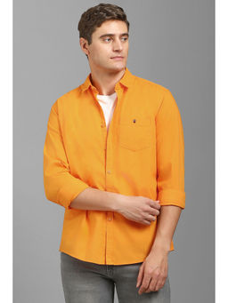 Louis Philippe - Men Orange Slim Fit Solid Full Sleeves Casual Shirt