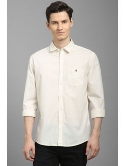 Louis Philippe - Men Off White Slim Fit Solid Full Sleeves Casual Shirt