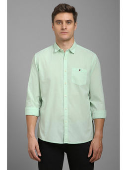 Louis Philippe - Men Green Slim Fit Solid Full Sleeves Casual Shirt