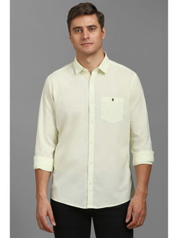 Louis Philippe - Men Yellow Slim Fit Solid Full Sleeves Casual Shirt