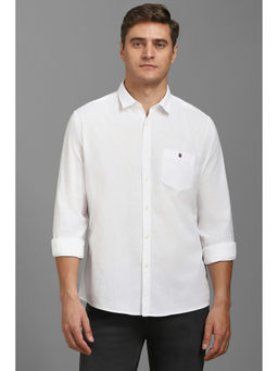Louis Philippe - Men White Slim Fit Solid Full Sleeves Casual Shirt