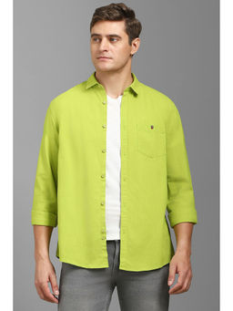 Louis Philippe - Men Green Slim Fit Solid Full Sleeves Casual Shirt
