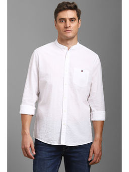 Louis Philippe - Men White Slim Fit Textured Full Sleeves Casual Shirt