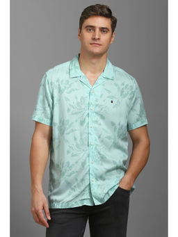 Louis Philippe - Men Green Slim Fit Print Half Sleeves Casual Shirt