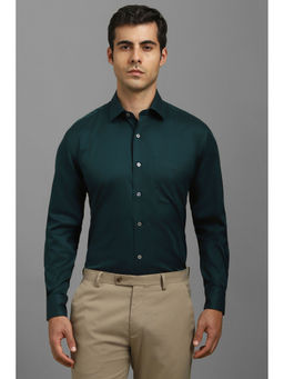 Louis Philippe - Men Green Regular Fit Print Full Sleeves Formal Shirt