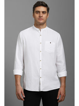 Louis Philippe - Men White Slim Fit Solid Full Sleeves Casual Shirt