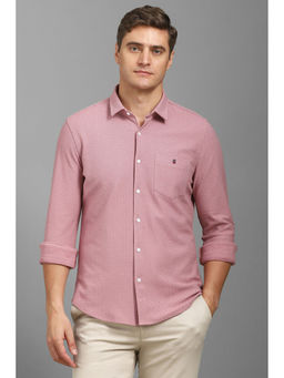 Louis Philippe - Men Pink Regular Fit Print Full Sleeves Casual Shirt
