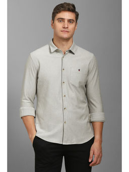 Louis Philippe - Men Grey Regular Fit Print Full Sleeves Casual Shirt