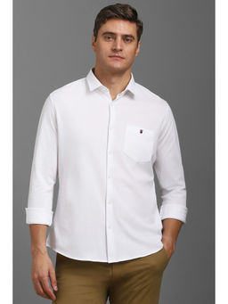 Louis Philippe - Men White Regular Fit Solid Full Sleeves Casual Shirt