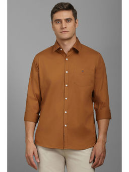 Louis Philippe - Men Brown Slim Fit Solid Full Sleeves Casual Shirt