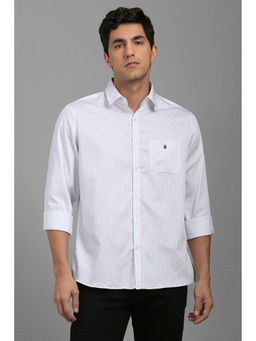 Louis Philippe - Men White Slim Fit Print Full Sleeves Casual Shirt