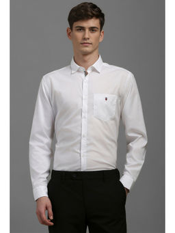 Louis Philippe - Men White Slim Fit Solid Full Sleeves Casual Shirt
