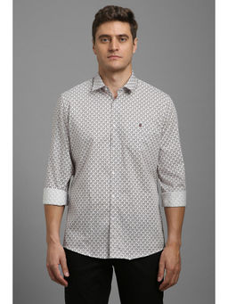 Louis Philippe - Men White Slim Fit Print Full Sleeves Casual Shirt