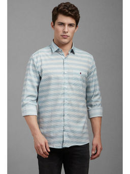 Louis Philippe - Men Blue Slim Fit Stripes Full Sleeves Casual Shirt