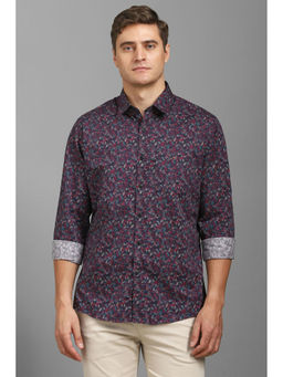Louis Philippe - Men Purple Slim Fit Print Full Sleeves Casual Shirt