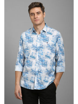 Louis Philippe - Men Blue Slim Fit Print Full Sleeves Casual Shirt