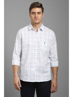 Louis Philippe - Men White Slim Fit Check Full Sleeves Casual Shirt