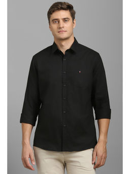 Louis Philippe - Men Black Slim Fit Solid Full Sleeves Casual Shirt