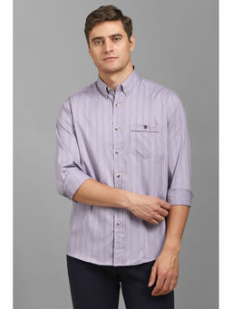 Louis Philippe - Men Lavender Slim Fit Stripes Full Sleeves Casual Shirt