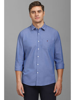 Louis Philippe - Men Blue Slim Fit Solid Full Sleeves Casual Shirt