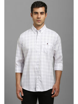 Louis Philippe - Men White Slim Fit Check Full Sleeves Casual Shirt