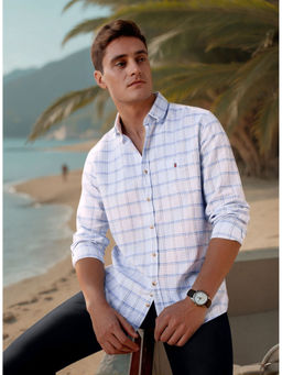 Louis Philippe - Men Light Blue Slim Fit Check Full Sleeves Casual Shirt