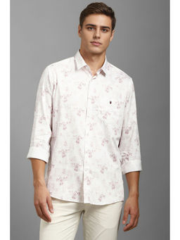 Louis Philippe - Men White Slim Fit Print Full Sleeves Casual Shirt
