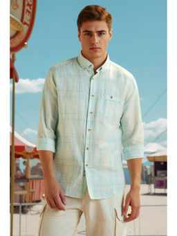 Louis Philippe - Men Green Slim Fit Check Full Sleeves Casual Shirt