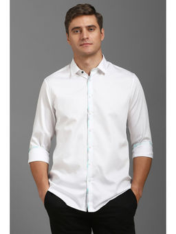 Louis Philippe - Men White Slim Fit Solid Full Sleeves Casual Shirt