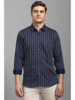 Louis Philippe - Men Navy Blue Super Slim Fit Stripes Full Sleeves Casual Shirt