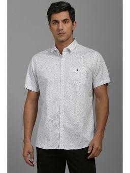 Louis Philippe - Men White Slim Fit Print Half Sleeves Casual Shirt