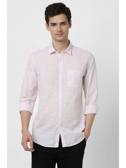 Peter England - Men Pink Slim Fit Solid Full Sleeves Casual Shirt